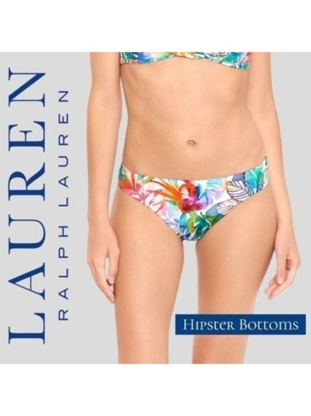 RALPH LAUREN Caribbean Watercolor Print Full Coverage Hipster Swim Bottoms NWT